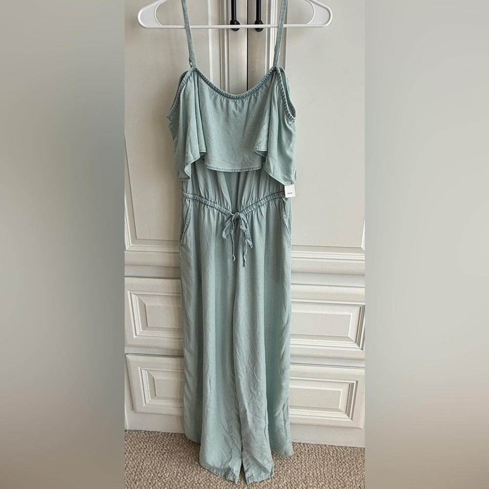 Light Blue/Denim Romper with Drawstring Waist